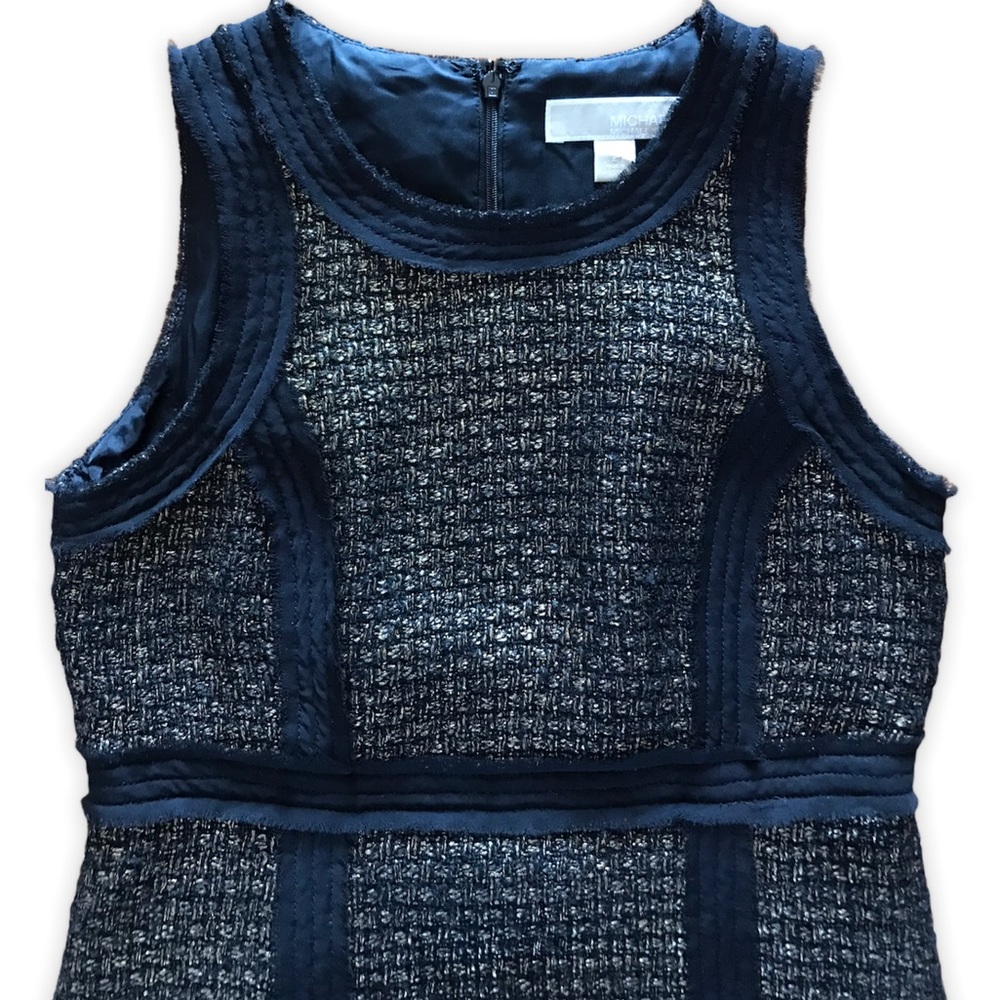 Michael Kors Black and Gold Sleeveless Wool Dress - Picture 4 of 10